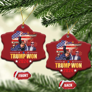 Trump Won 2024 Christmas Ornament President 45 47th Second Term US Flag TS10 Snow Flake Red Print Your Wear