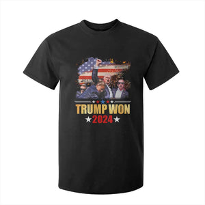 Trump Won 2024 T Shirt For Kid President 45 47th Second Term US Flag TS10 Black Print Your Wear