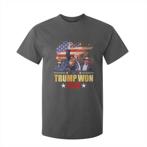 Trump Won 2024 T Shirt For Kid President 45 47th Second Term US Flag TS10 Dark Heather Print Your Wear