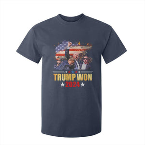 Trump Won 2024 T Shirt For Kid President 45 47th Second Term US Flag TS10 Navy Print Your Wear