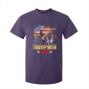 Trump Won 2024 T Shirt For Kid President 45 47th Second Term US Flag TS10 Purple Print Your Wear