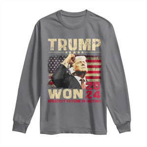 Trump 2024 Long Sleeve Shirt He Won Greatest Return In History TS10 Charcoal Print Your Wear