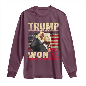 Trump 2024 Long Sleeve Shirt He Won Greatest Return In History TS10 Maroon Print Your Wear