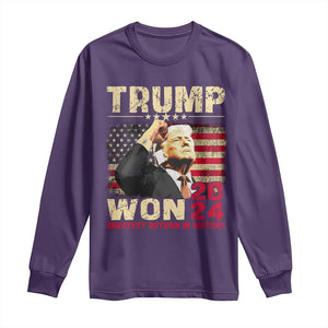 Trump 2024 Long Sleeve Shirt He Won Greatest Return In History TS10 Purple Print Your Wear