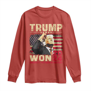 Trump 2024 Long Sleeve Shirt He Won Greatest Return In History TS10 Red Print Your Wear