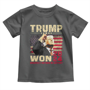 Trump 2024 Toddler T Shirt He Won Greatest Return In History TS10 Dark Heather Print Your Wear