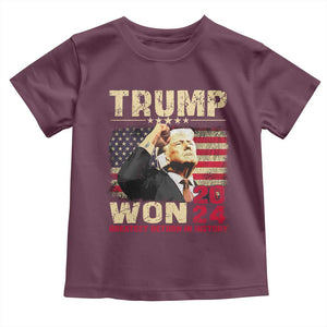 Trump 2024 Toddler T Shirt He Won Greatest Return In History TS10 Maroon Print Your Wear