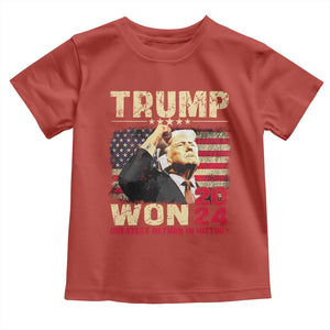 Trump 2024 Toddler T Shirt He Won Greatest Return In History TS10 Red Print Your Wear