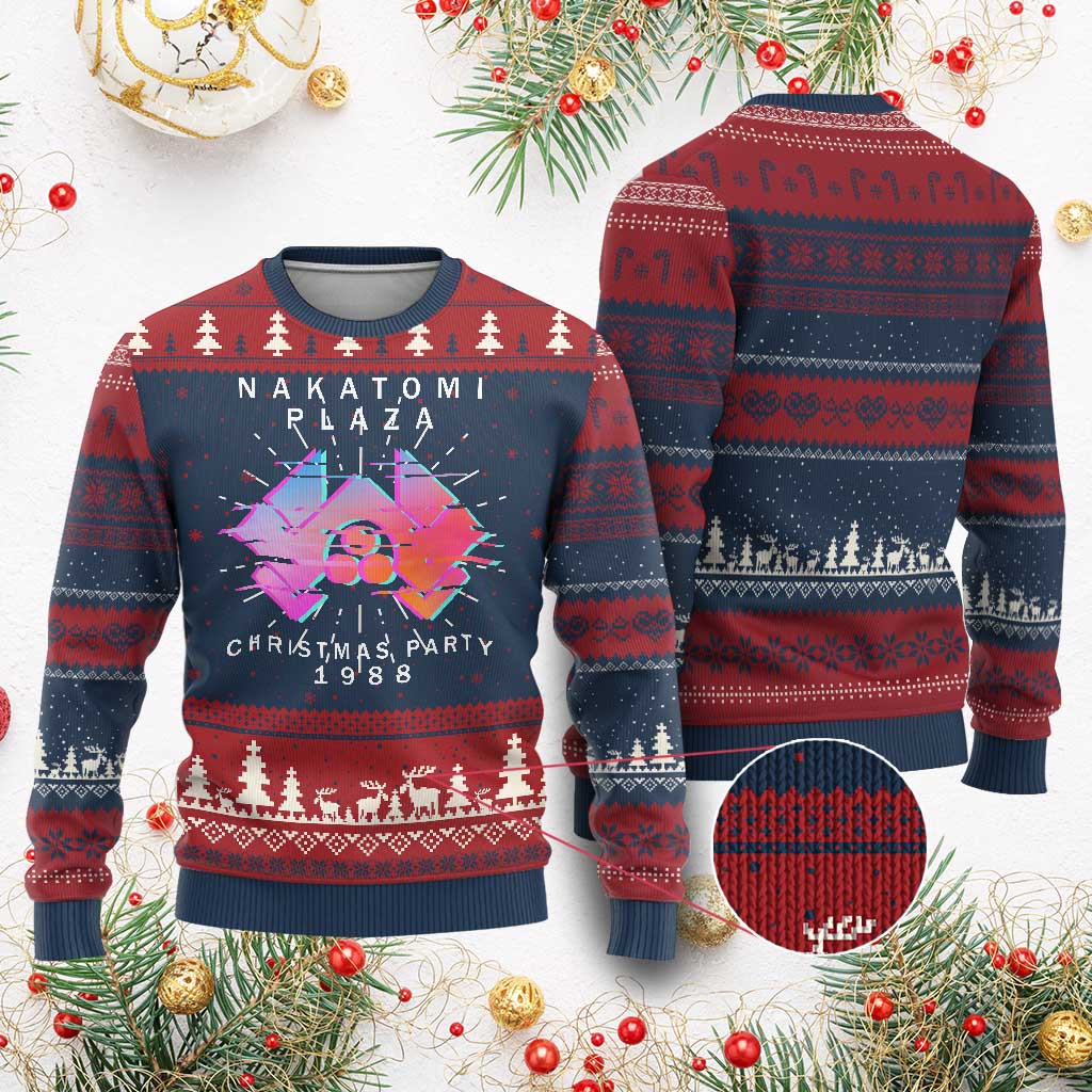 Nakatomi Plaza Ugly Christmas Sweater Xmas Party 2024 Ugly Gift TS10 Burgundy Print Your Wear