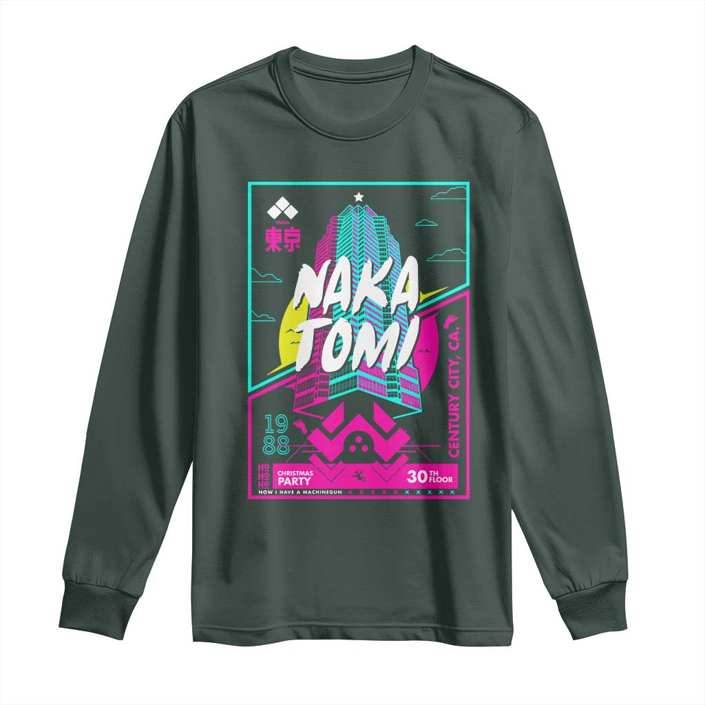 Nakatomi Plaza Long Sleeve Shirt Party 1988 Christmas Jumper Xmas Funny 80's Die Movie Bruce TS10 Dark Forest Green Print Your Wear