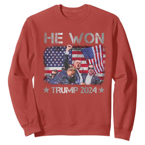 Trump Won 2024 Sweatshirt He Won President 47th American Flag TS10 Red Print Your Wear