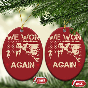 Trump Vance We Won 2024 Christmas Ornament Victory President 47 American Flag TS10 Oval Red Print Your Wear