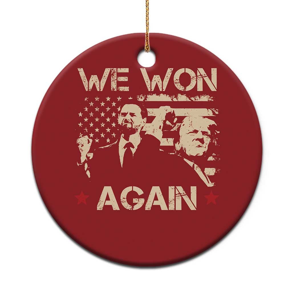 Trump Vance We Won 2024 Christmas Ornament Victory President 47 American Flag TS10 Print Your Wear