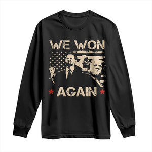 Trump Vance We Won 2024 Long Sleeve Shirt Victory President 47 American Flag TS10 Black Print Your Wear