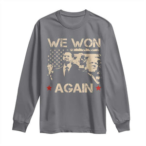 Trump Vance We Won 2024 Long Sleeve Shirt Victory President 47 American Flag TS10 Charcoal Print Your Wear