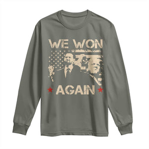 Trump Vance We Won 2024 Long Sleeve Shirt Victory President 47 American Flag TS10 Military Green Print Your Wear