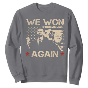 Trump Vance We Won 2024 Sweatshirt Victory President 47 American Flag TS10 Charcoal Print Your Wear