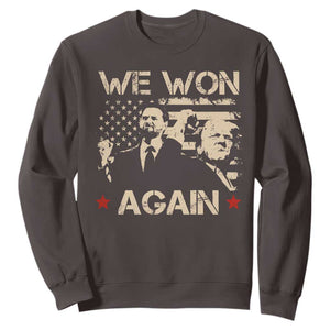 Trump Vance We Won 2024 Sweatshirt Victory President 47 American Flag TS10 Dark Chocolate Print Your Wear