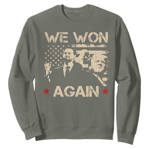 Trump Vance We Won 2024 Sweatshirt Victory President 47 American Flag TS10 Military Green Print Your Wear