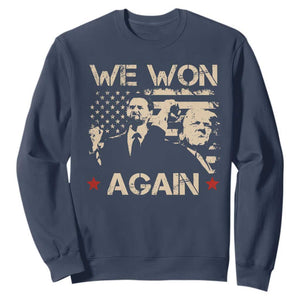 Trump Vance We Won 2024 Sweatshirt Victory President 47 American Flag TS10 Navy Print Your Wear