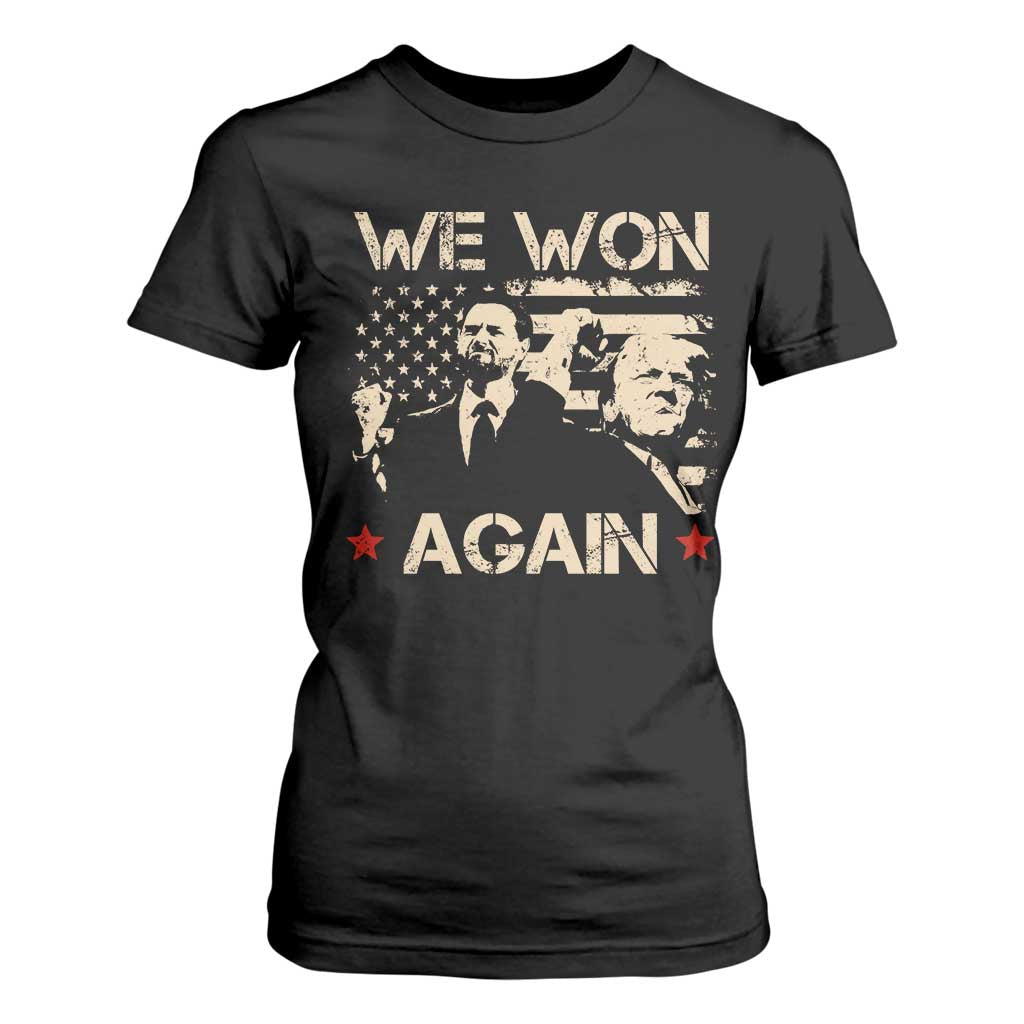 Trump Vance We Won 2024 T Shirt For Women Victory President 47 American Flag TS10 Black Print Your Wear