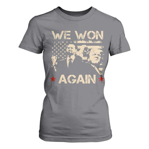 Trump Vance We Won 2024 T Shirt For Women Victory President 47 American Flag TS10 Charcoal Print Your Wear