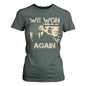 Trump Vance We Won 2024 T Shirt For Women Victory President 47 American Flag TS10 Dark Forest Green Print Your Wear