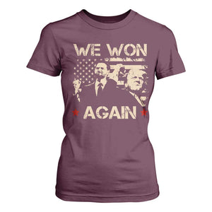 Trump Vance We Won 2024 T Shirt For Women Victory President 47 American Flag TS10 Maroon Print Your Wear