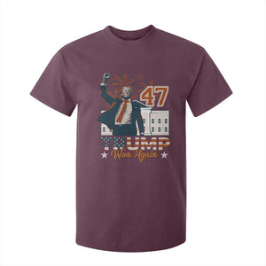 Trump Won 2024 T Shirt For Kid 45 47Th President White House Usa Flag TS10 Maroon Print Your Wear