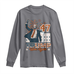 Trump Won 2024 Long Sleeve Shirt 45 47Th President White House Usa Flag TS10 Charcoal Print Your Wear