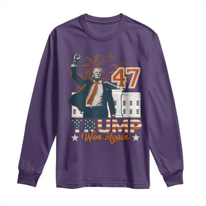 Trump Won 2024 Long Sleeve Shirt 45 47Th President White House Usa Flag TS10 Purple Print Your Wear