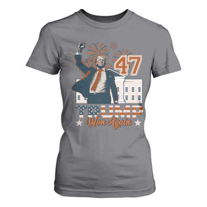 Trump Won 2024 T Shirt For Women 45 47Th President White House Usa Flag TS10 Charcoal Print Your Wear