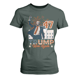 Trump Won 2024 T Shirt For Women 45 47Th President White House Usa Flag TS10 Dark Forest Green Print Your Wear