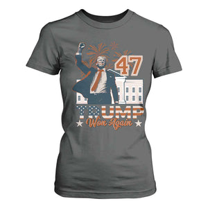 Trump Won 2024 T Shirt For Women 45 47Th President White House Usa Flag TS10 Dark Heather Print Your Wear