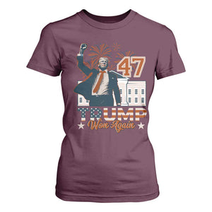 Trump Won 2024 T Shirt For Women 45 47Th President White House Usa Flag TS10 Maroon Print Your Wear