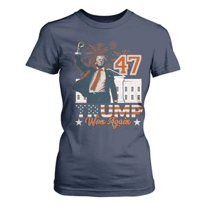 Trump Won 2024 T Shirt For Women 45 47Th President White House Usa Flag TS10 Navy Print Your Wear