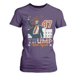 Trump Won 2024 T Shirt For Women 45 47Th President White House Usa Flag TS10 Purple Print Your Wear