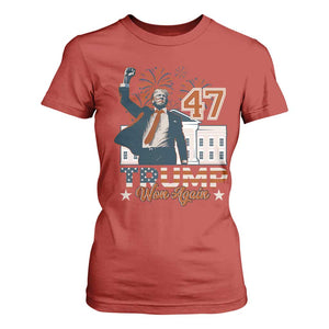 Trump Won 2024 T Shirt For Women 45 47Th President White House Usa Flag TS10 Red Print Your Wear