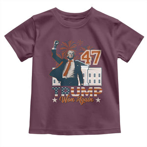 Trump Won 2024 Toddler T Shirt 45 47Th President White House Usa Flag TS10 Maroon Print Your Wear