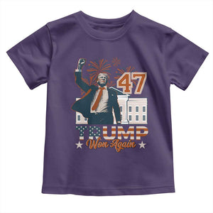 Trump Won 2024 Toddler T Shirt 45 47Th President White House Usa Flag TS10 Purple Print Your Wear