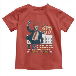 Trump Won 2024 Toddler T Shirt 45 47Th President White House Usa Flag TS10 Red Print Your Wear