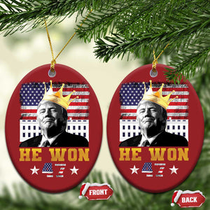 Trump Won 2024 Christmas Ornament He Won President 47th Of White HouseAmerican Flag TS10 Oval Red Print Your Wear