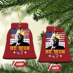 Trump Won 2024 Christmas Ornament He Won President 47th Of White HouseAmerican Flag TS10 Bell Flake Red Print Your Wear