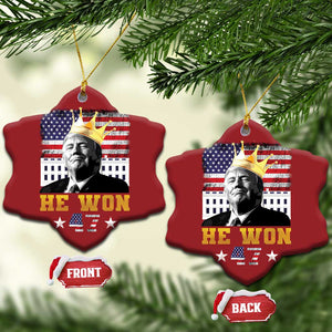 Trump Won 2024 Christmas Ornament He Won President 47th Of White HouseAmerican Flag TS10 Snow Flake Red Print Your Wear