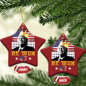 Trump Won 2024 Christmas Ornament He Won President 47th Of White HouseAmerican Flag TS10 Star Red Print Your Wear