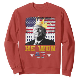 Trump Won 2024 Sweatshirt He Won President 47th Of White HouseAmerican Flag TS10 Red Print Your Wear