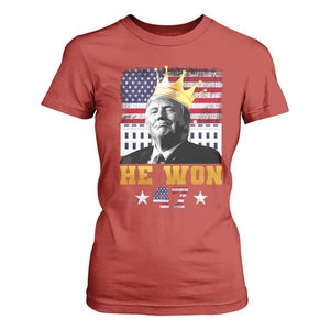 Trump Won 2024 T Shirt For Women He Won President 47th Of White HouseAmerican Flag TS10 Red Print Your Wear