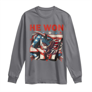 Trump Won Long Sleeve Shirt 47 President 2024 US Election Eagle American Flag TS10 Charcoal Print Your Wear