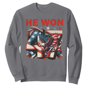 Trump Won Sweatshirt 47 President 2024 US Election Eagle American Flag TS10 Charcoal Print Your Wear