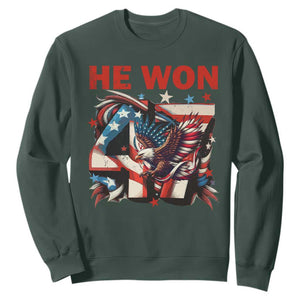 Trump Won Sweatshirt 47 President 2024 US Election Eagle American Flag TS10 Dark Forest Green Print Your Wear